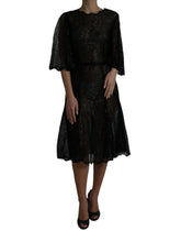 Dolce & Gabbana Black Floral Lace Sheer A-line Midi Dress -   -  Dolce & Gabbana.